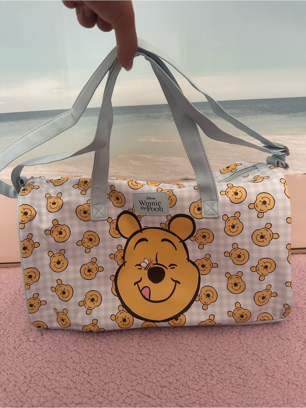 Disney Winnie the Pooh Yellow and Light Blue Duffel Bag